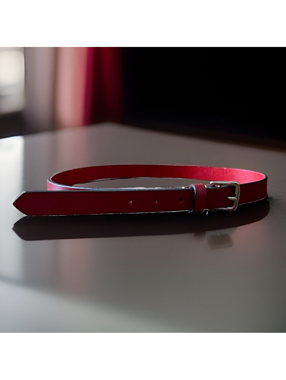 Coach Red Leather Belt 30-34 Made in Italy Silver Buckle Genuine Leather
